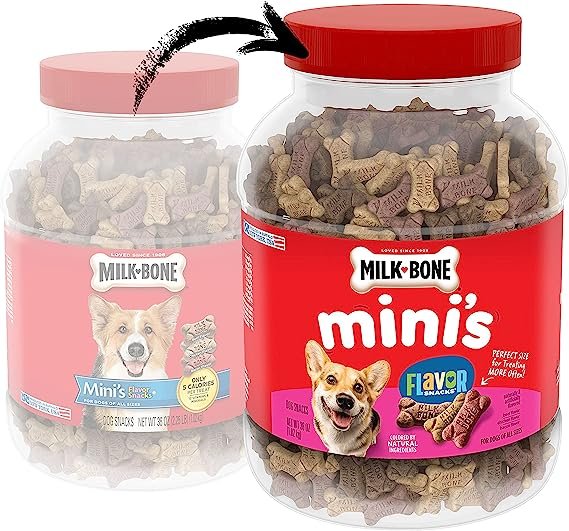 Milk-Bone Flavor Snacks Mini Dog Biscuits, Flavored Crunchy Dog Treats, 36 Oz